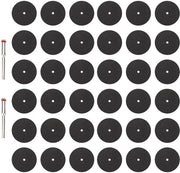 Set di dischi abrasivi 36 pezzi - 22 mm - abrasivi in ossido di alluminio - per taglio e rifinitura - inclusi 2 mandrini - adatti per legno/metallo/plastica