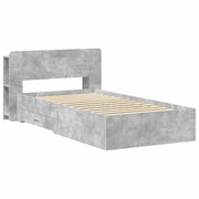 Letto singolo | Letto per adulti | Telaio del letto con storage Grigio Cemento 75 x 190 cm