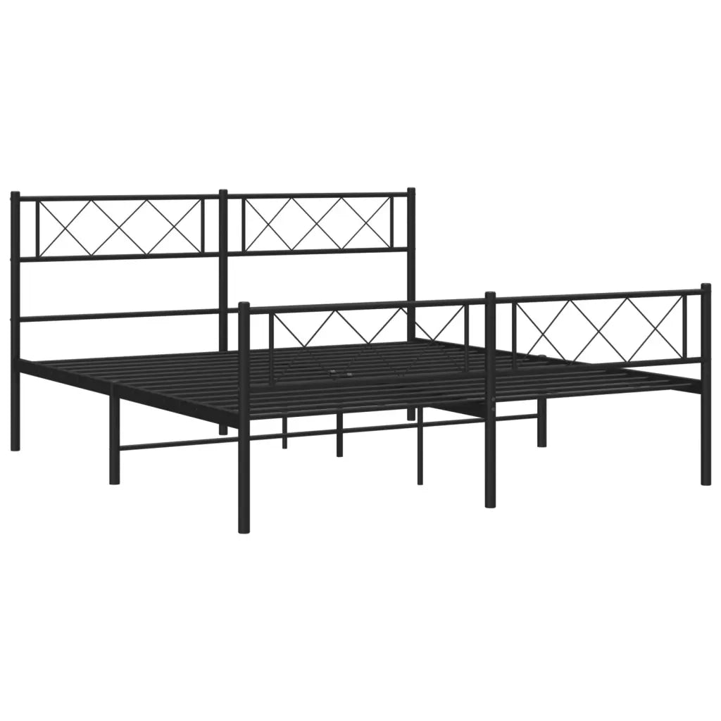 Giroletto con Testiera e Pediera Metallo Nero 140x190 cm
