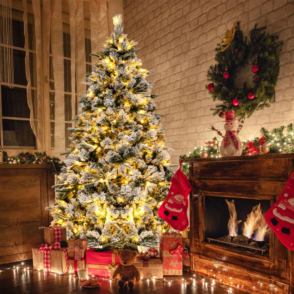 Albero di Natale artificiale da 186cm con 250 luci LED 752 punte di ramo miste, Albero di decorazione per Natale-Alberi di Natale