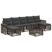 Set Divano da Giardino 8 pcs Grigio e Grigio Scuro polyrattan