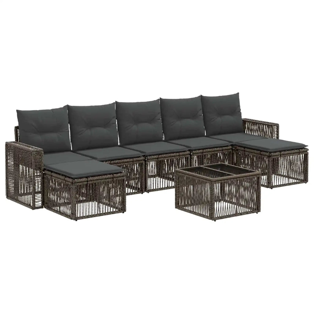 Set Divano da Giardino 8 pcs Grigio e Grigio Scuro polyrattan
