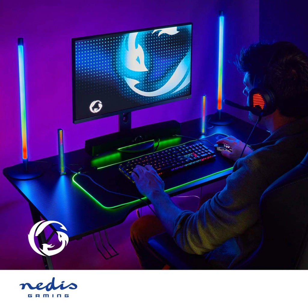 64 LED RGB Gaming Light Duo Pack per Desktop / Laptop con microfono Nero Nedis