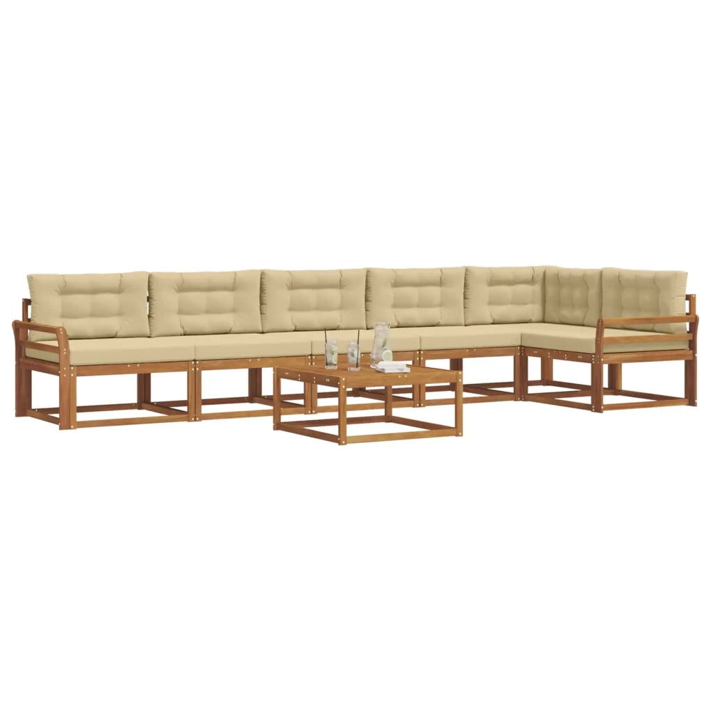 Set di divani da esterno con cuscino 7 pcs Naturale e Beige 3367686