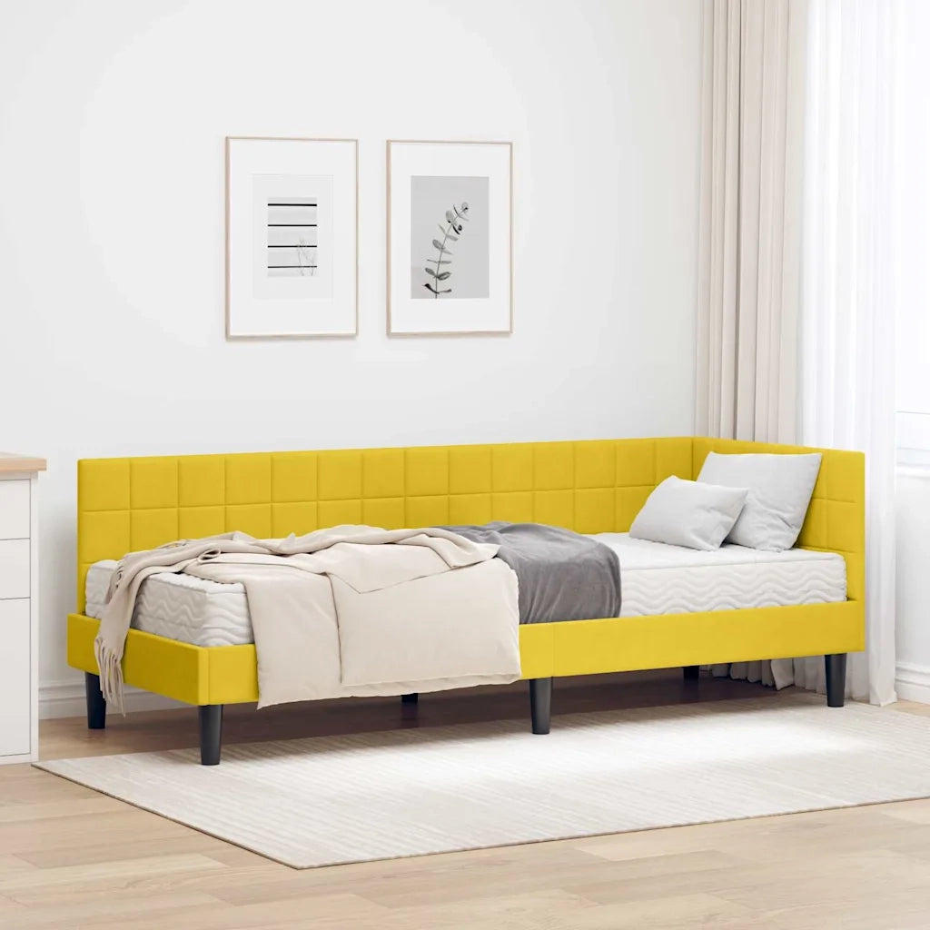Struttura Letto Angolare con Materasso 2 pz-Giroletto con materasso Giallo Velluto 769460