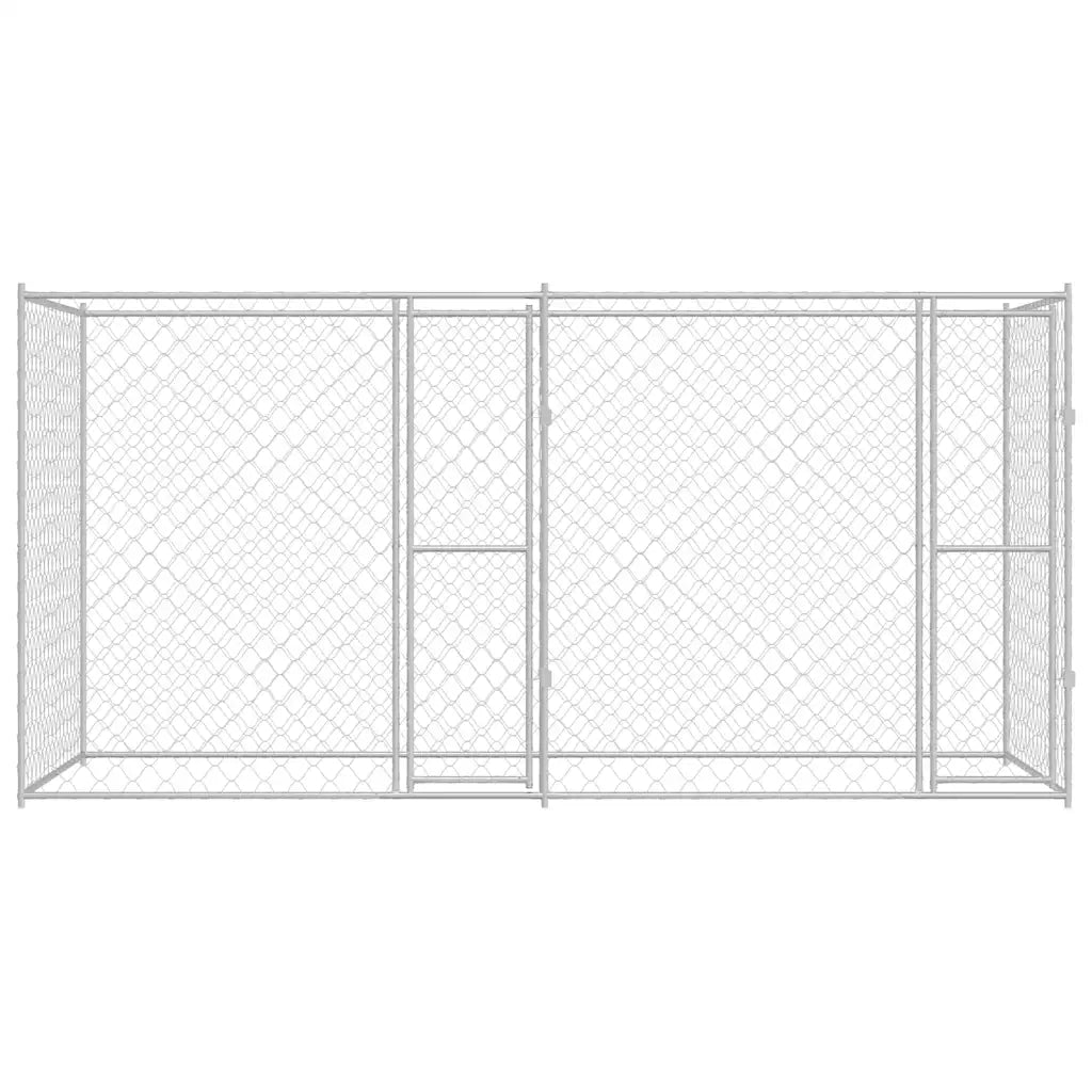 vidaXL Gabbia per cani Argento 400 x 200 x 200 cm Acciaio zincato