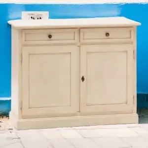 Credenza madia buffet in legno Shabby chic 2 ante mod Martini avorio anticato