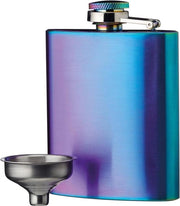 Mini Fles in Acciaio Inox Luccicante - 100 Millilitri - Perla Arcobaleno con Decantatore