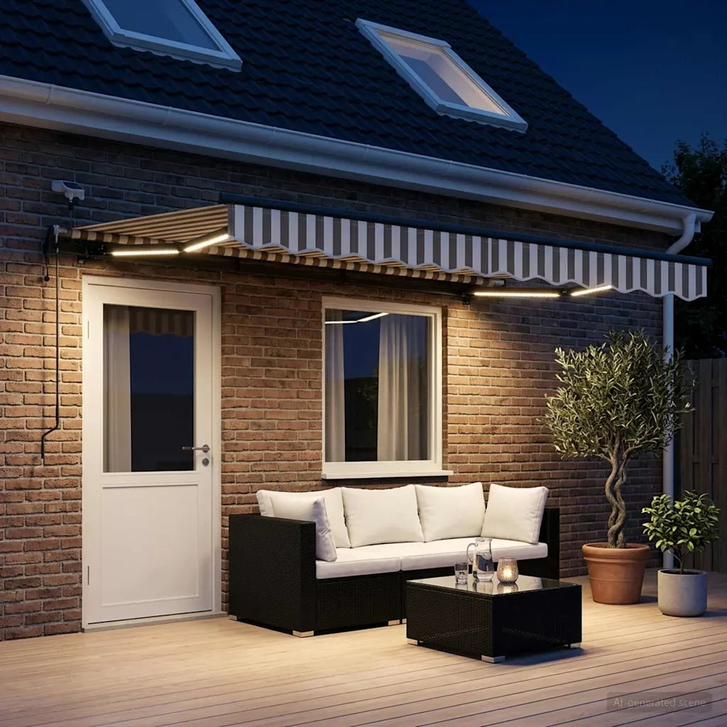 Tenda retrattile Grigio chiaro e bianco 400 × 300 cm Poliestere 3426045