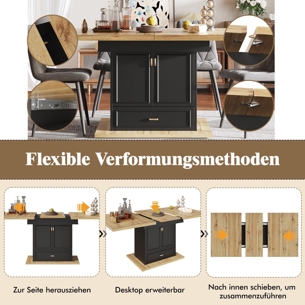 TAVOLO da pranzo allungabile 110-140x80x75 cm color legno naturale MDF metallo