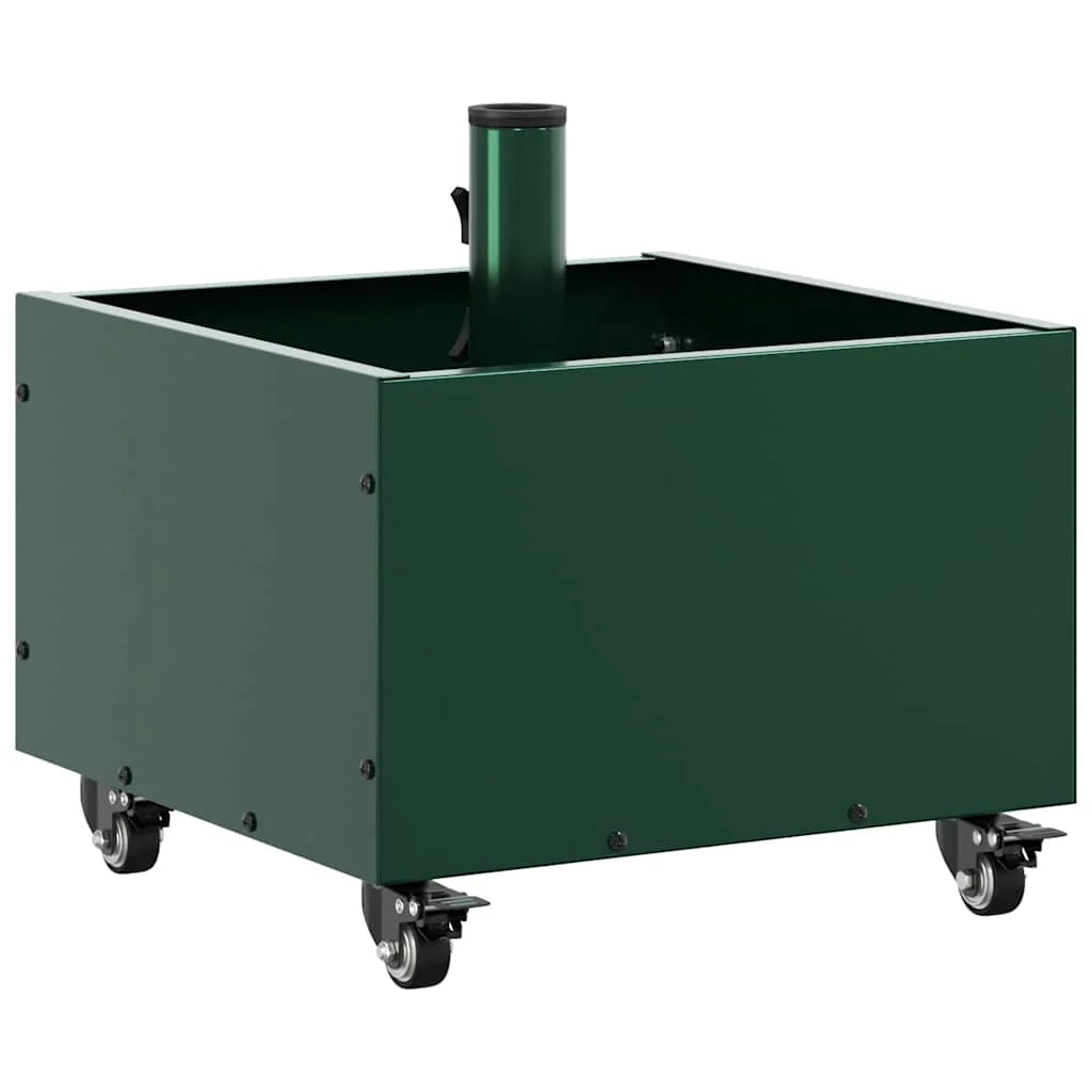 Base per ombrellone da esterno moderna con ruote 45 x 45 x 45 cm design minimalista in acciaio verde 02_0058944