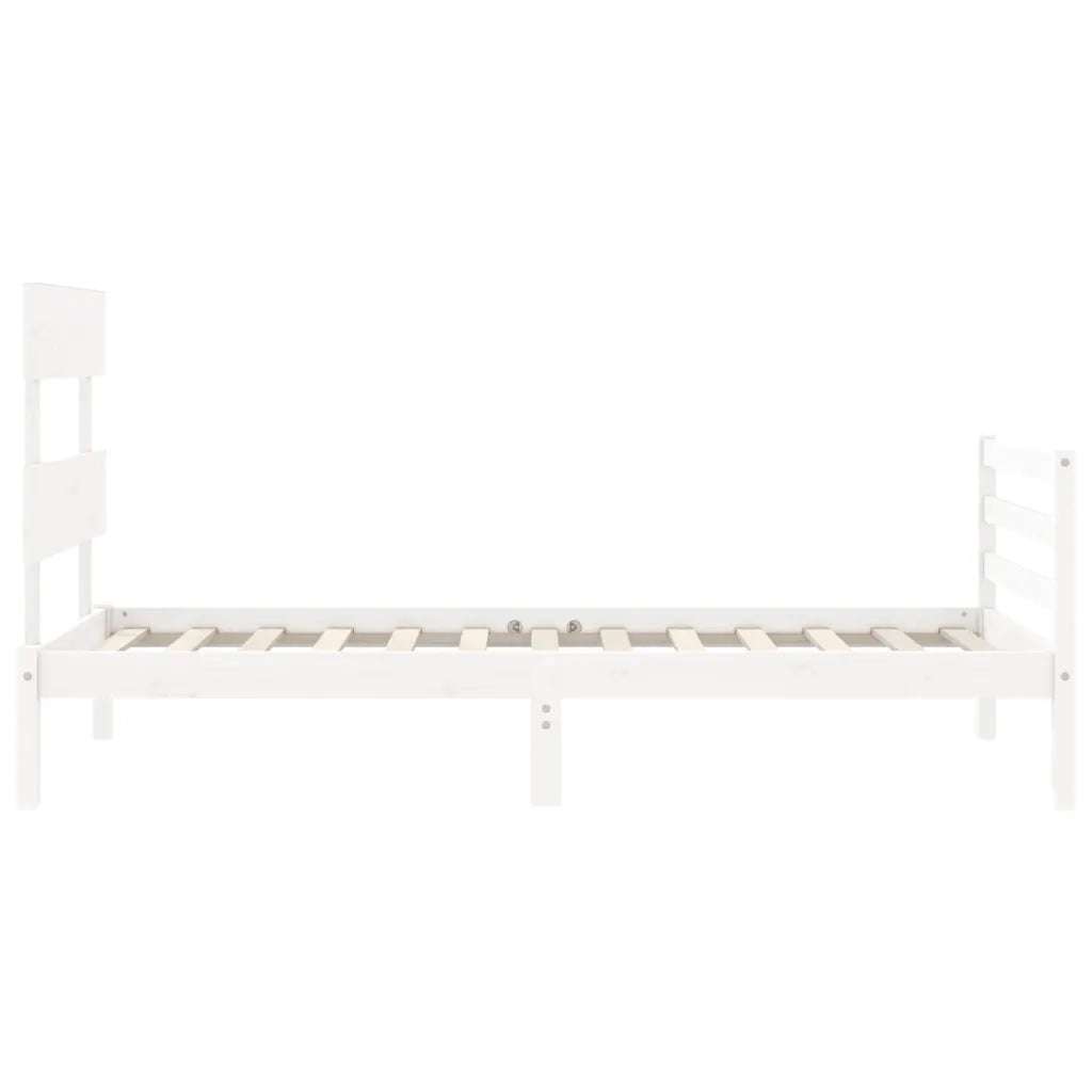 Giroletto con Testiera-Struttura Letto con testiera Bianco Single in Legno Massello 416639