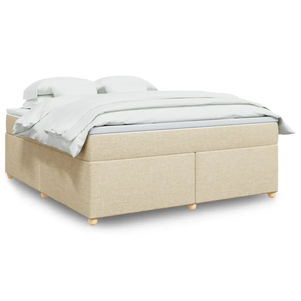 Giroletto a Molle con Materasso Crema 180x200 cm in Tessuto