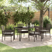 Set da Pranzo da Giardino 5 Pezzi con Cuscini Marrone Polyrattan