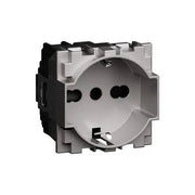 Presa Schuko P40 Bipasso 2P+T 10/16A 250V 2 Moduli Bticino Living Now Acciaio Steel KS4140A16