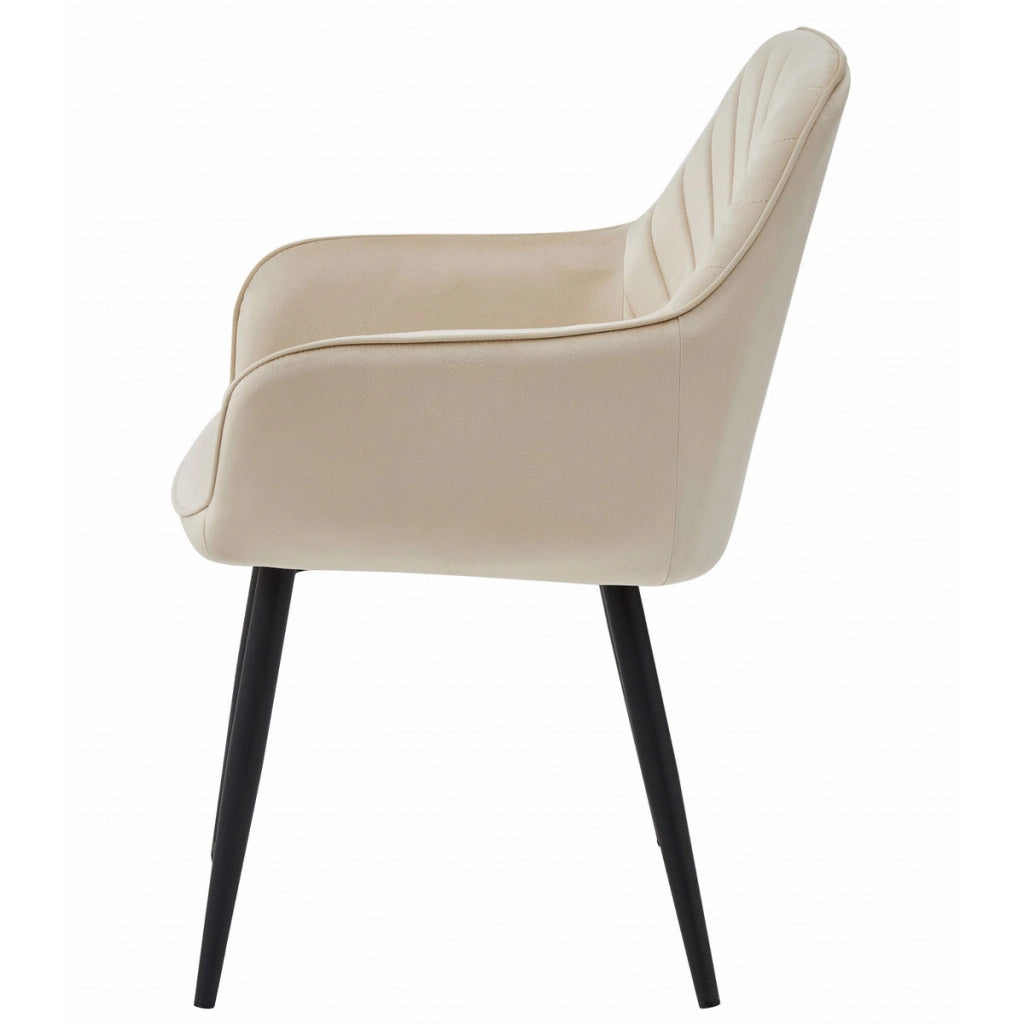 Poltroncina Nana in velluto beige con gambe nere