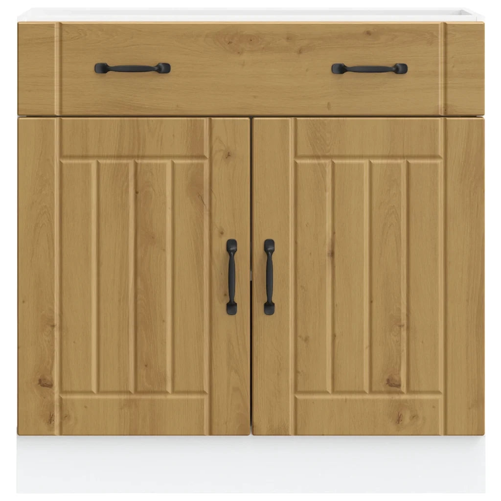 Base da Cucina-Mobile Base da Cucina Lucca Rovere Artigianale in Legno Multistrato 460496