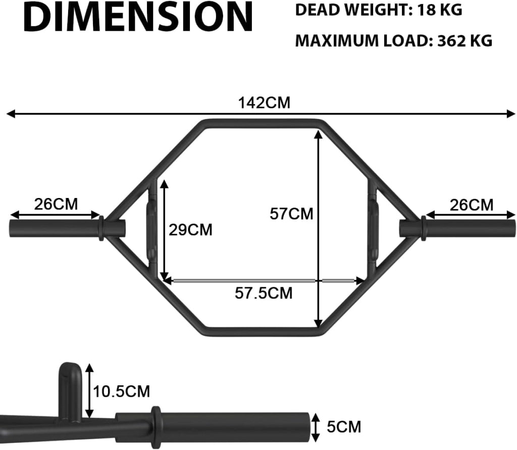 Trap Bar, Manubrio Esagonale con Manico Pieghevole, Barbell Barra Olimpica, Hex Bar Deadlift in Acciaio con Chiusura a Molla, fino a 363 kg per Casa e Palestra, Ø 50 mm
