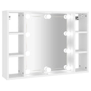 Armadio a specchio con illuminazione a LED 76 x 15 x 55 cm bianco 02_0006656