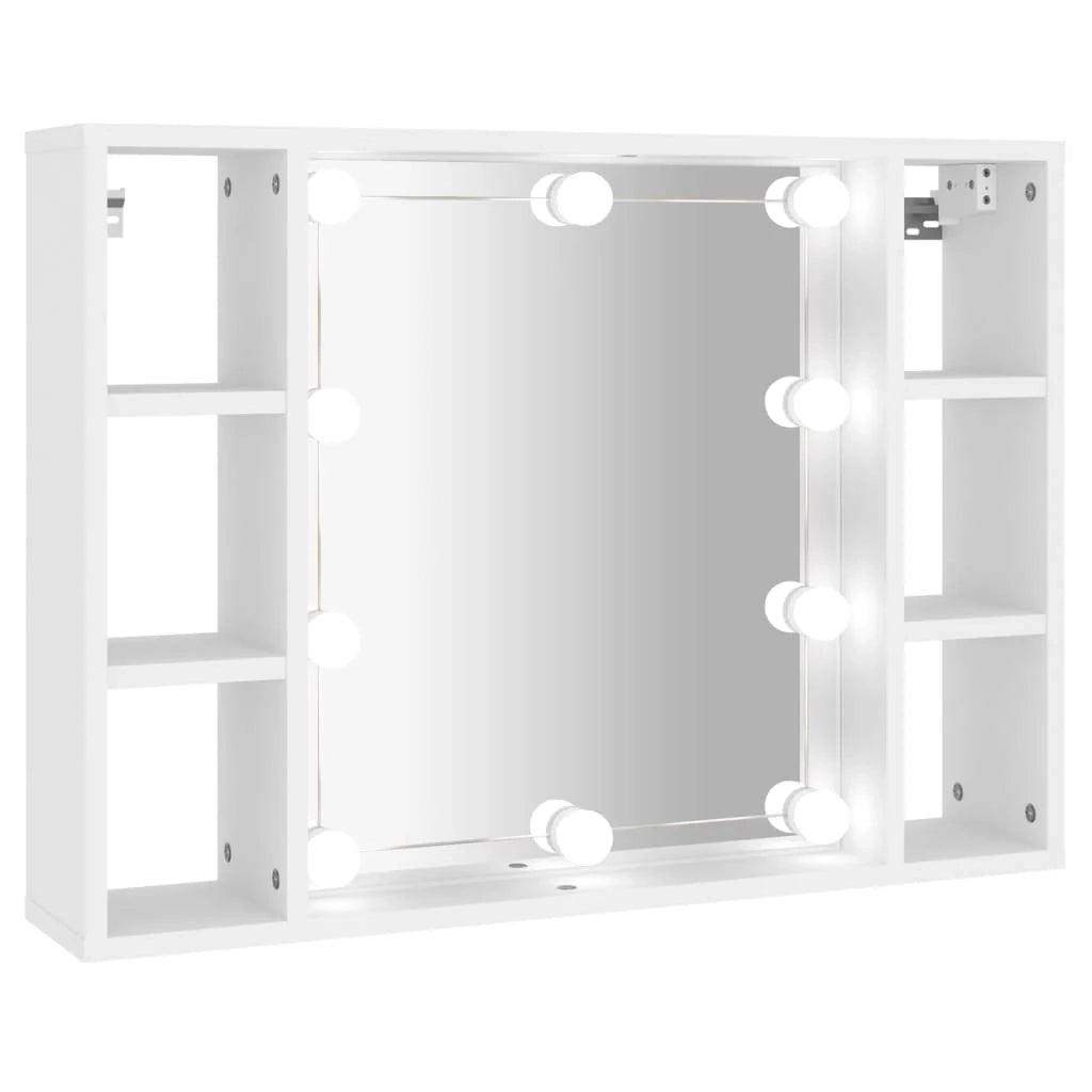 Armadio a specchio con illuminazione a LED 76 x 15 x 55 cm bianco 02_0006656