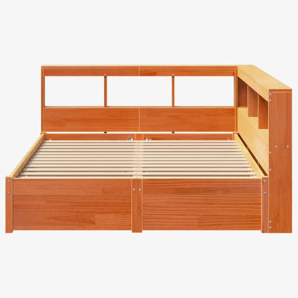 Letto Libreria con testiera 2 pcs Marrone cerato 200 x 140 cm 3422778