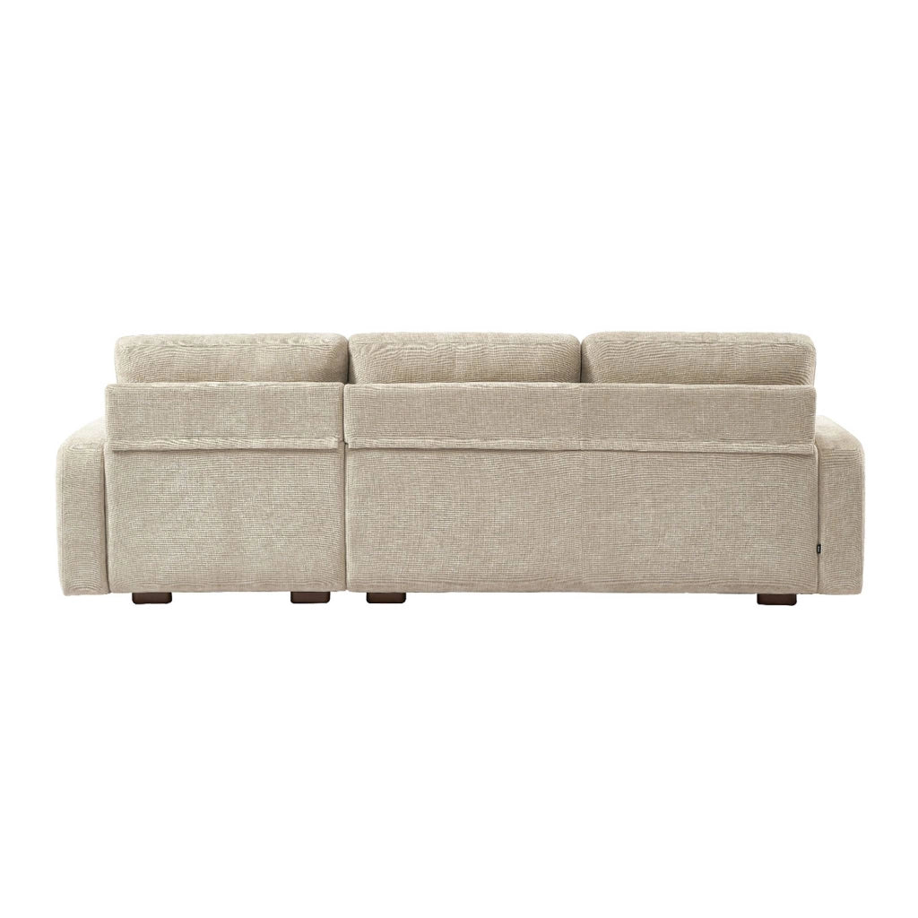 Divano angolare destro in tessuto, 3 posti, beige