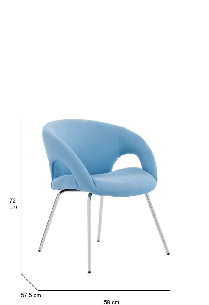 Sedia da ufficio Arturo, Seduta da attesa con braccioli per ufficio, Seduta ergonomica da attesa, 58x59h72 cm, Azzurro