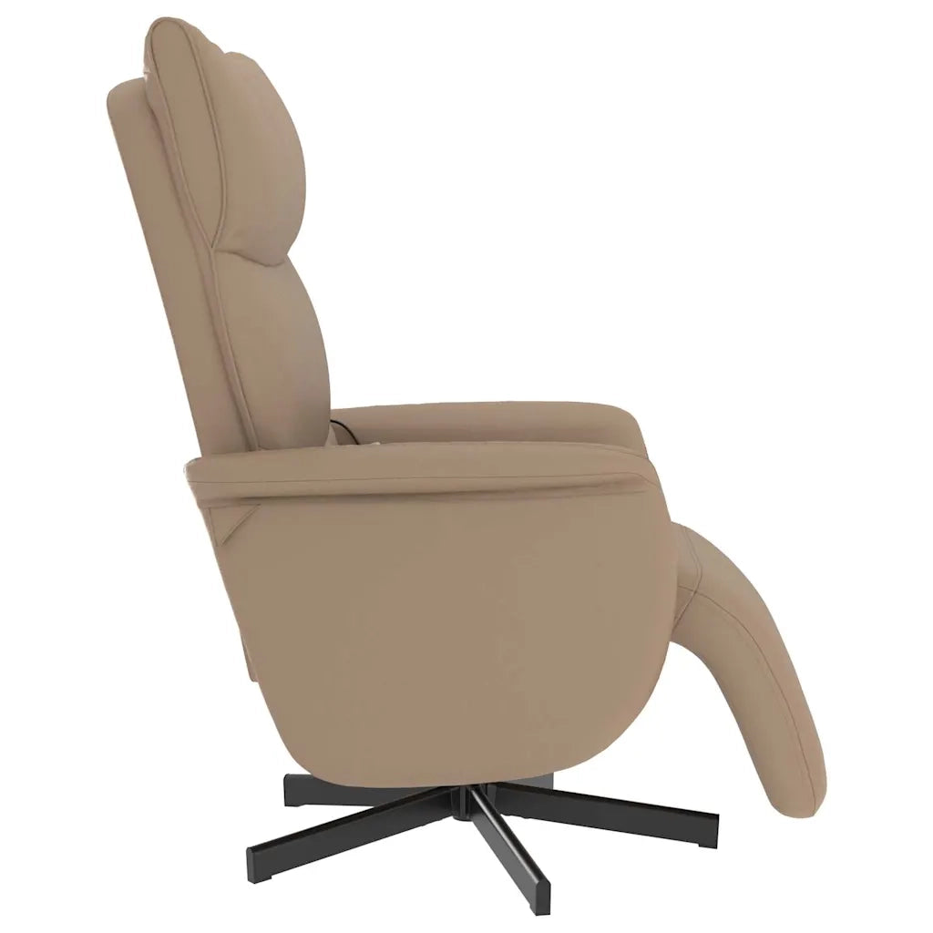 Divano Sedia-Poltrona Reclinabile Massaggi Poggiapiedi Cappuccino Similpelle 146478