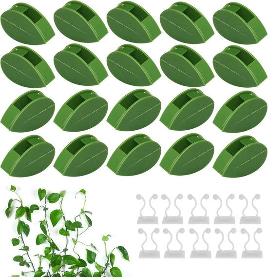 Clips per climatizzanti - 60 clip per piante verdi e 10 sostegni per piante bianchi