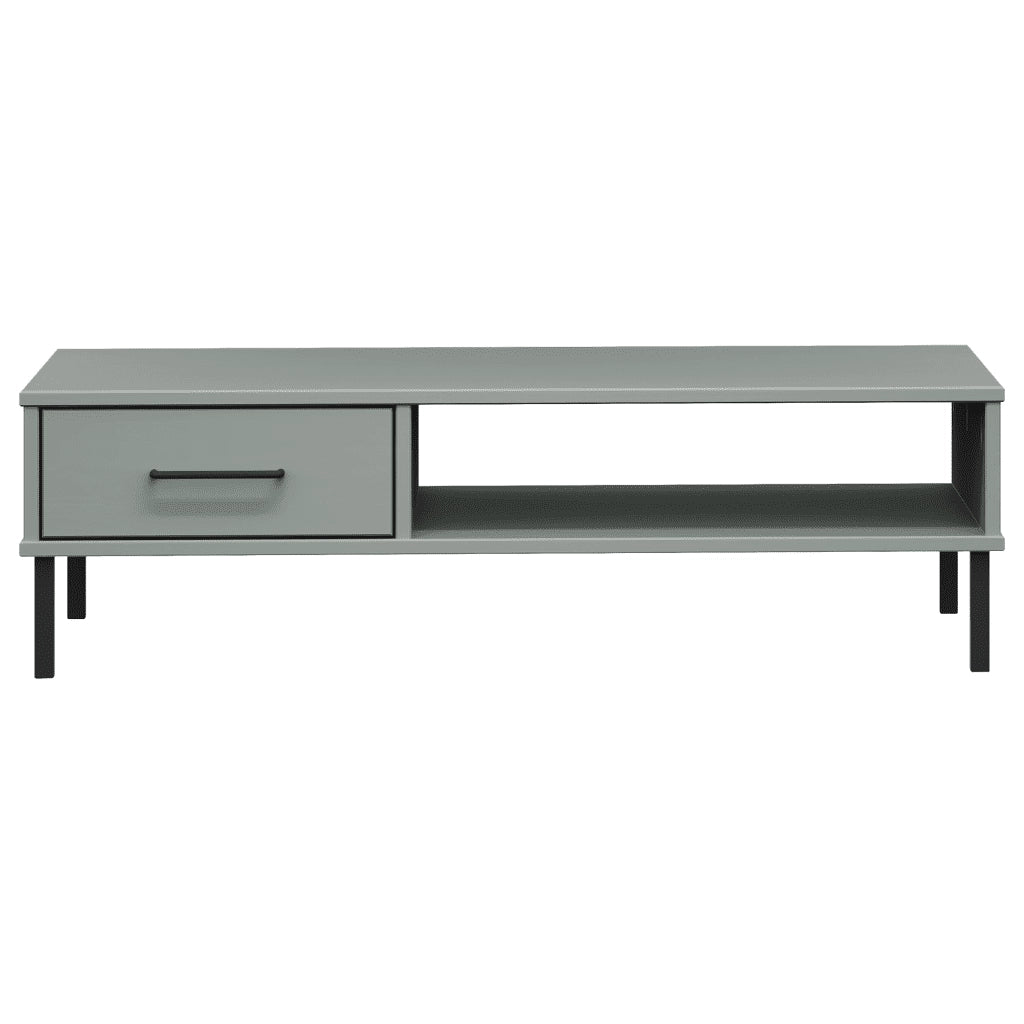 Tavolino Salotto Gambe Metallo Grigio Legno Massello Pino OSLO 351037