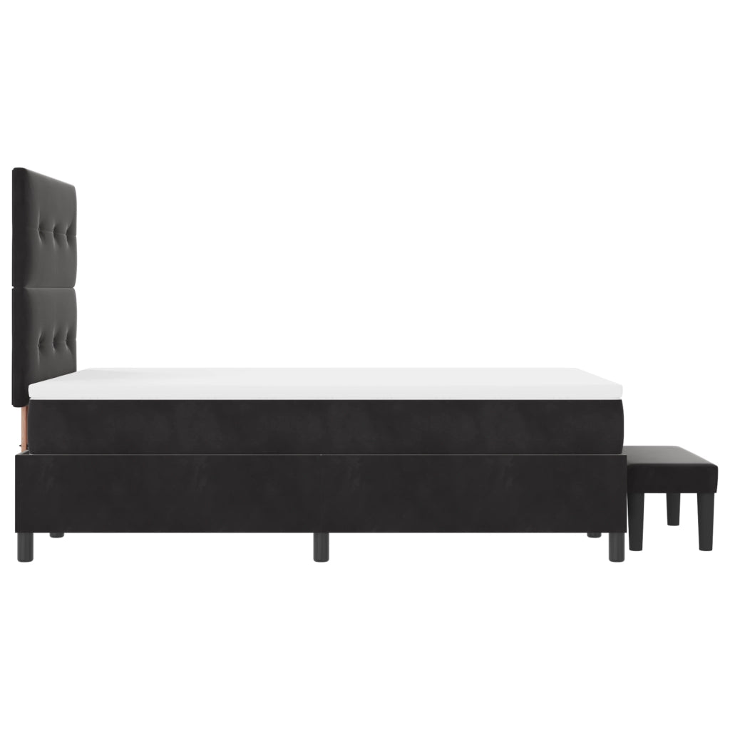 Letto a Molle con Materasso & Panca Nera 120x190 cm Velluto