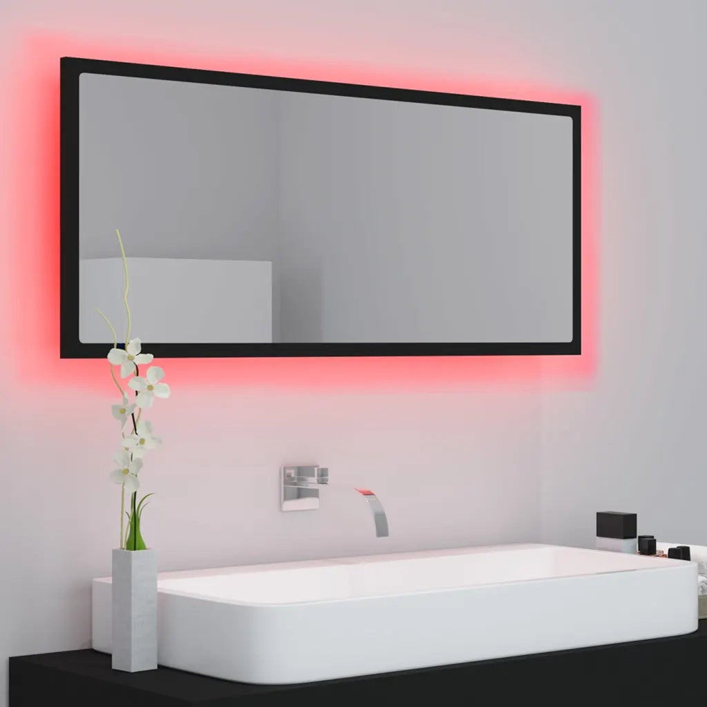 Specchio da Bagno a LED Nero 100x8,5x37 cm in Acrilico 804941