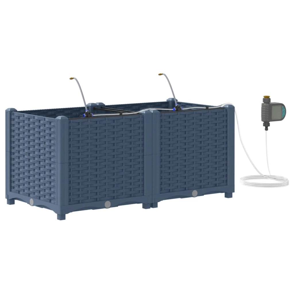 Vaso da giardino 2 pcs Grigio 80 x 40 x 37,5 cm Plastica 42002868