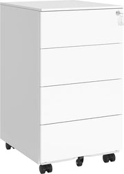 Contenitore a Rulli con 4 Porte per Ufficio - Cassetto Archivio con Chiusura e Organizzatore
