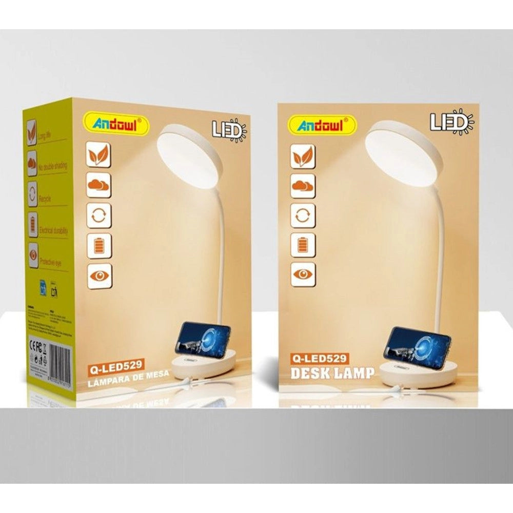 Trade Shop - Lampada Da Scrivania Luce Notturna Tavolo A Led Ricaricabile Braccio Flessibile Q-led529 -