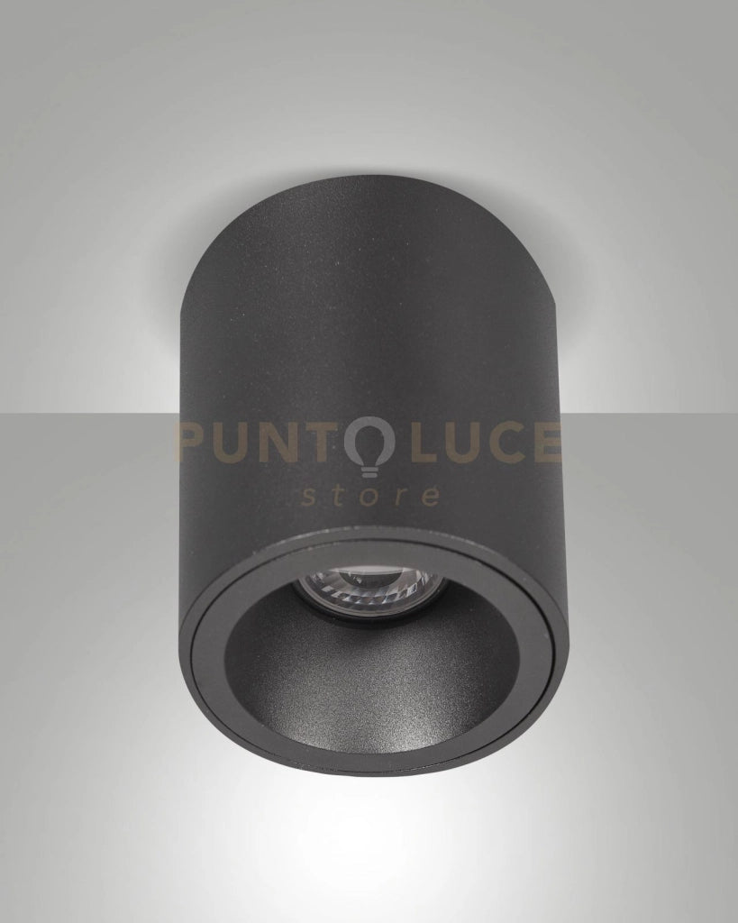 GUAMO PLAFONIERA TONDA NERA 1 LUCE ATTACCO GU10 D.9CM