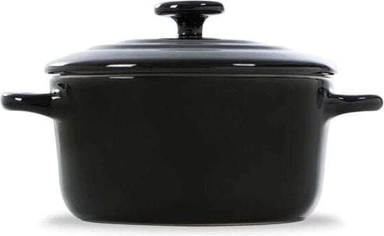 Pentola in ghisa verniciata a 10 cm con coperchio, adatta per induzione, pentola rotonda per cuocere, stufare, brasare.
