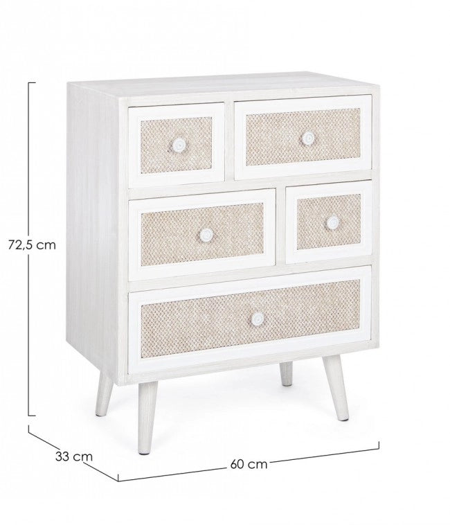 Cassettiera Legno Bianco Rustico da Interno - EVERETT