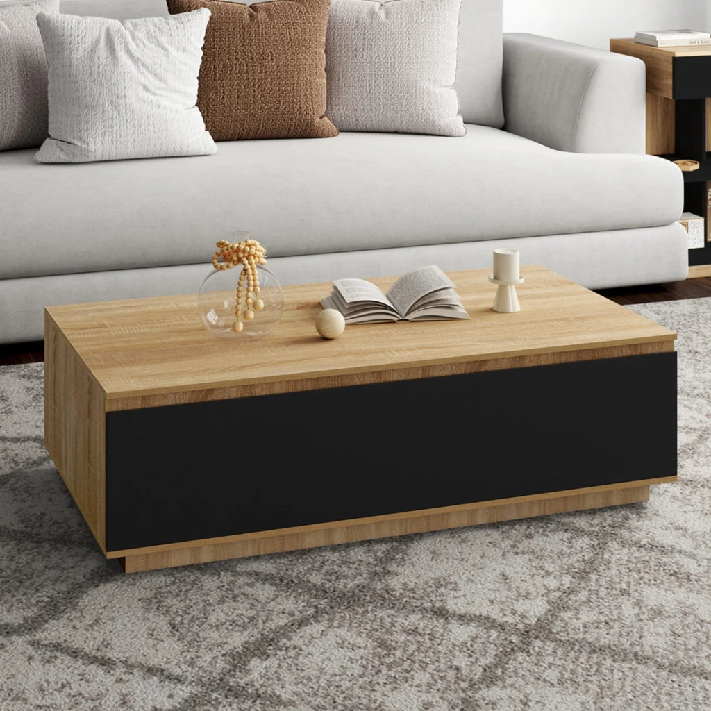 IDMarket - Tavolino TOMI 110 cm con anta effetto faggio nero