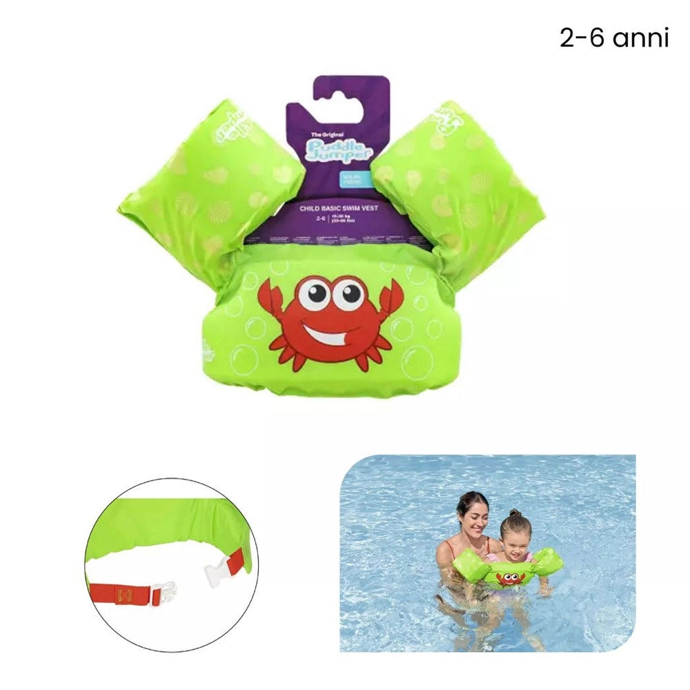 Trade Shop - Gilet Salvagente Per Bambini Design Granchio Giubbotto Galleggiante Con Braccioli 90137 -