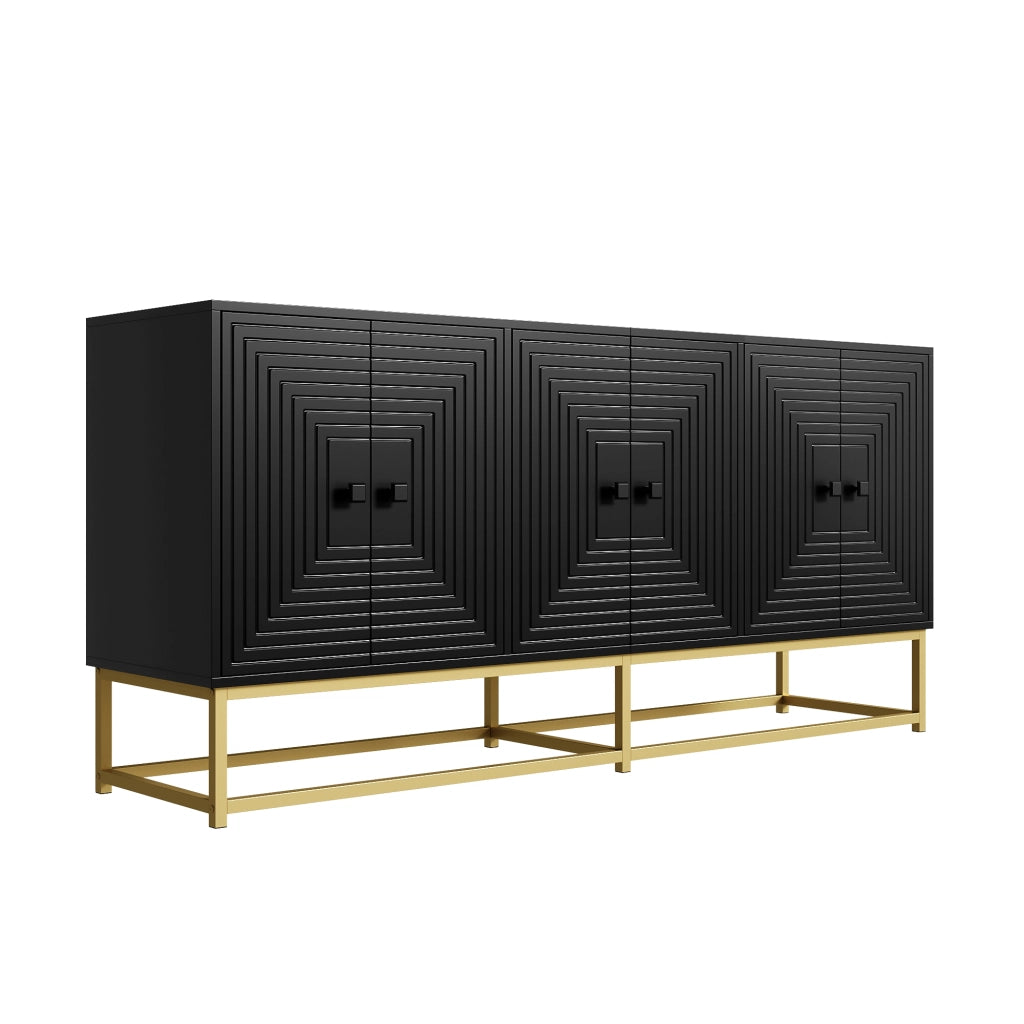 Mobile contenitore a 3 ante doppie 160x38x75;5 cm in truciolare; nero