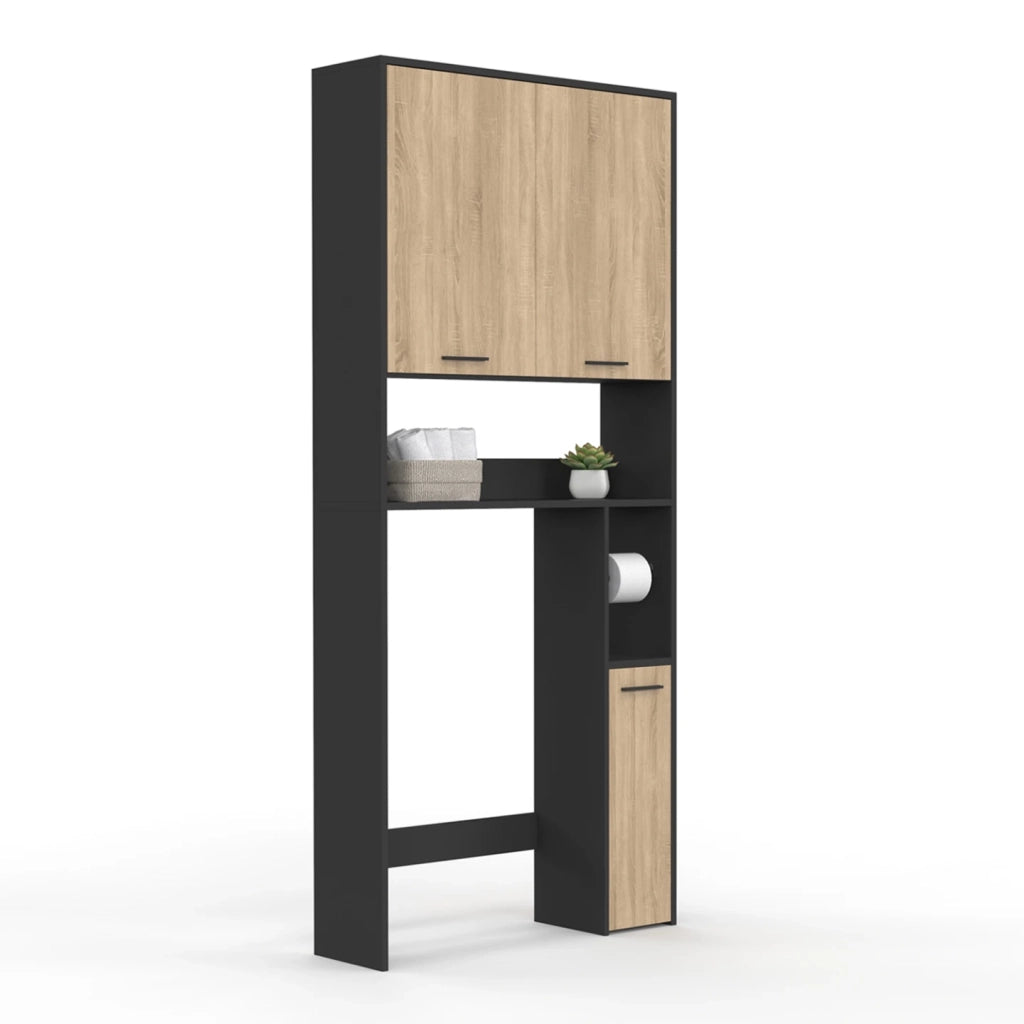 IDMarket - Scaffale WALLIS in legno di faggio con piano nero