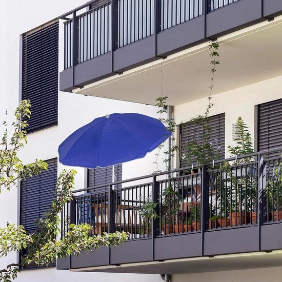 Ombrellone Ø 160 cm con inclinazione e regolazione di altezza con protezione UV - Blu, inclusa borsa portatile