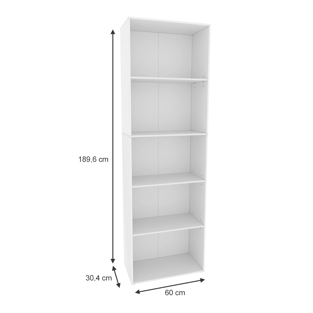 Vicco Libreria Bianco 60 x 190 cm con 5 scomparti