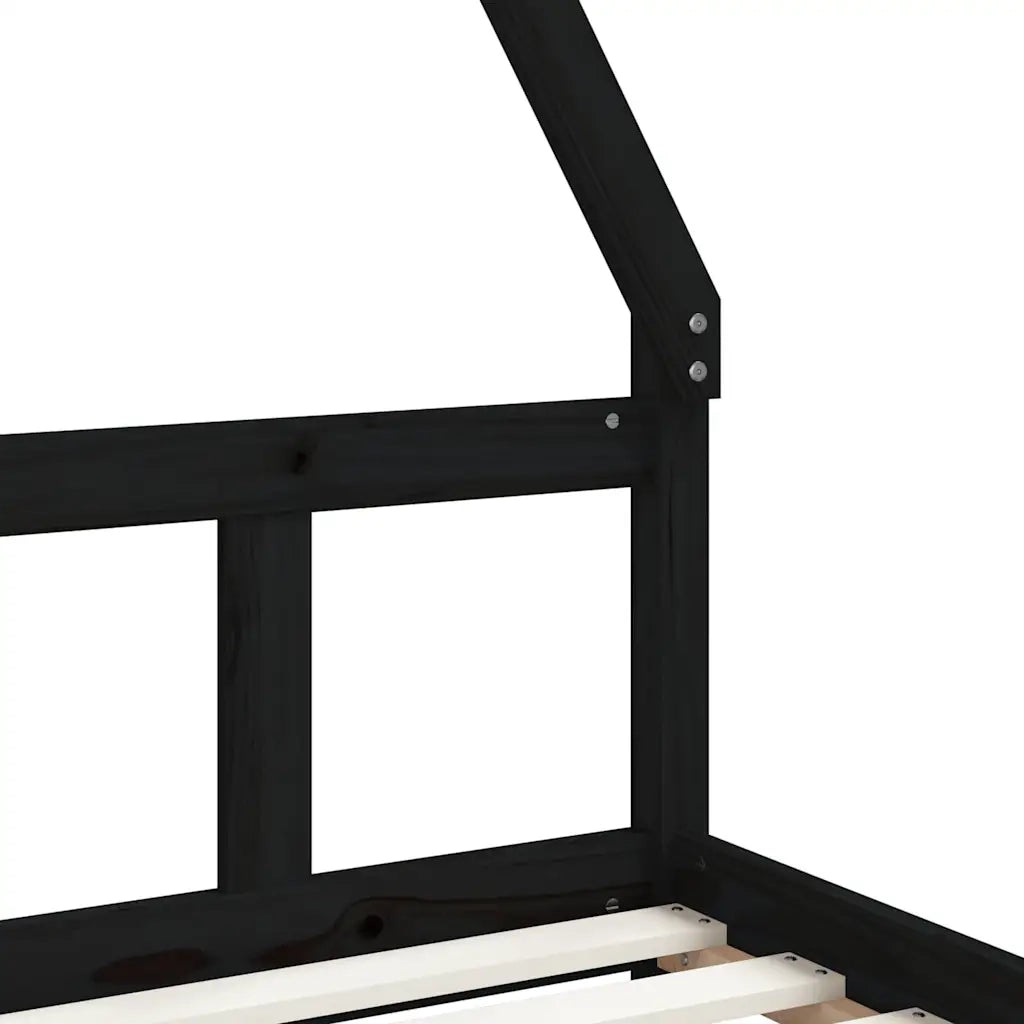 Giroletto per Bambini-Struttura Letto Bambini Nero 90x200 cm in Legno Massello di Pino 134562