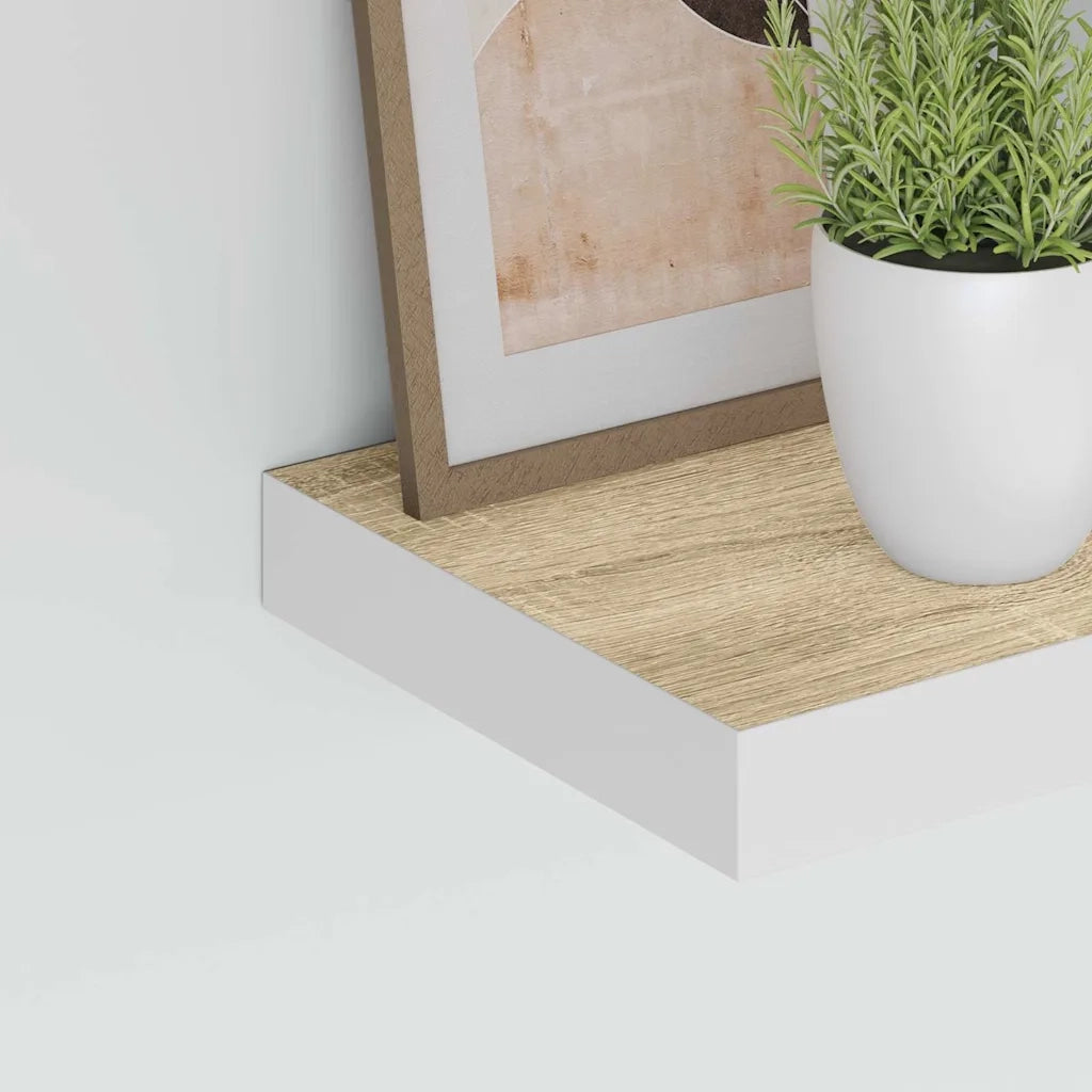 Scaffali a Parete 2 pz Rovere e Bianco 23x23,5x3,8 cm in MDF 326568