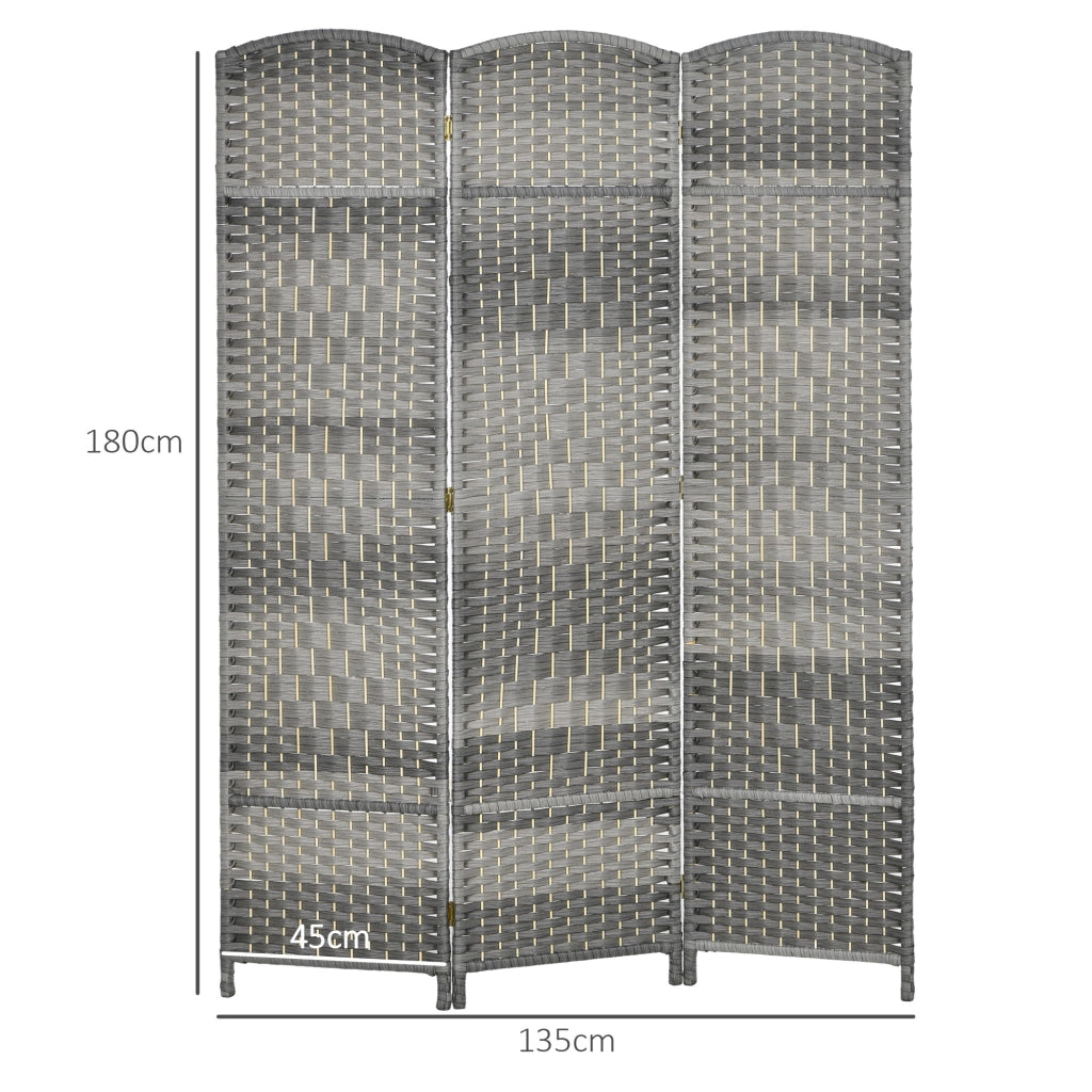 Paravento 3 Ante in Legno Pieghevole ¨C zephmum ¨C 135x180 cm Grigio