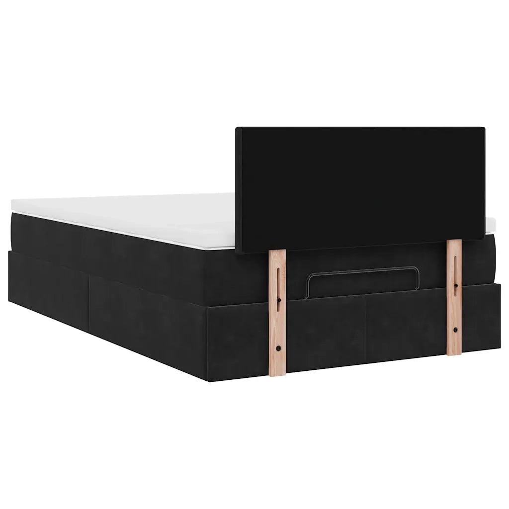 vidaXL Struttura Letto Pouf con Materasso Nero 120x200 cm Velluto