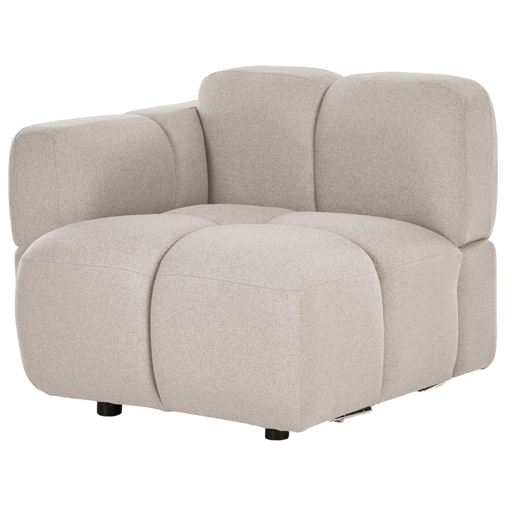 Divano modulare a 2 posti in tessuto beige, divano componibile a due elementi, stile moderno