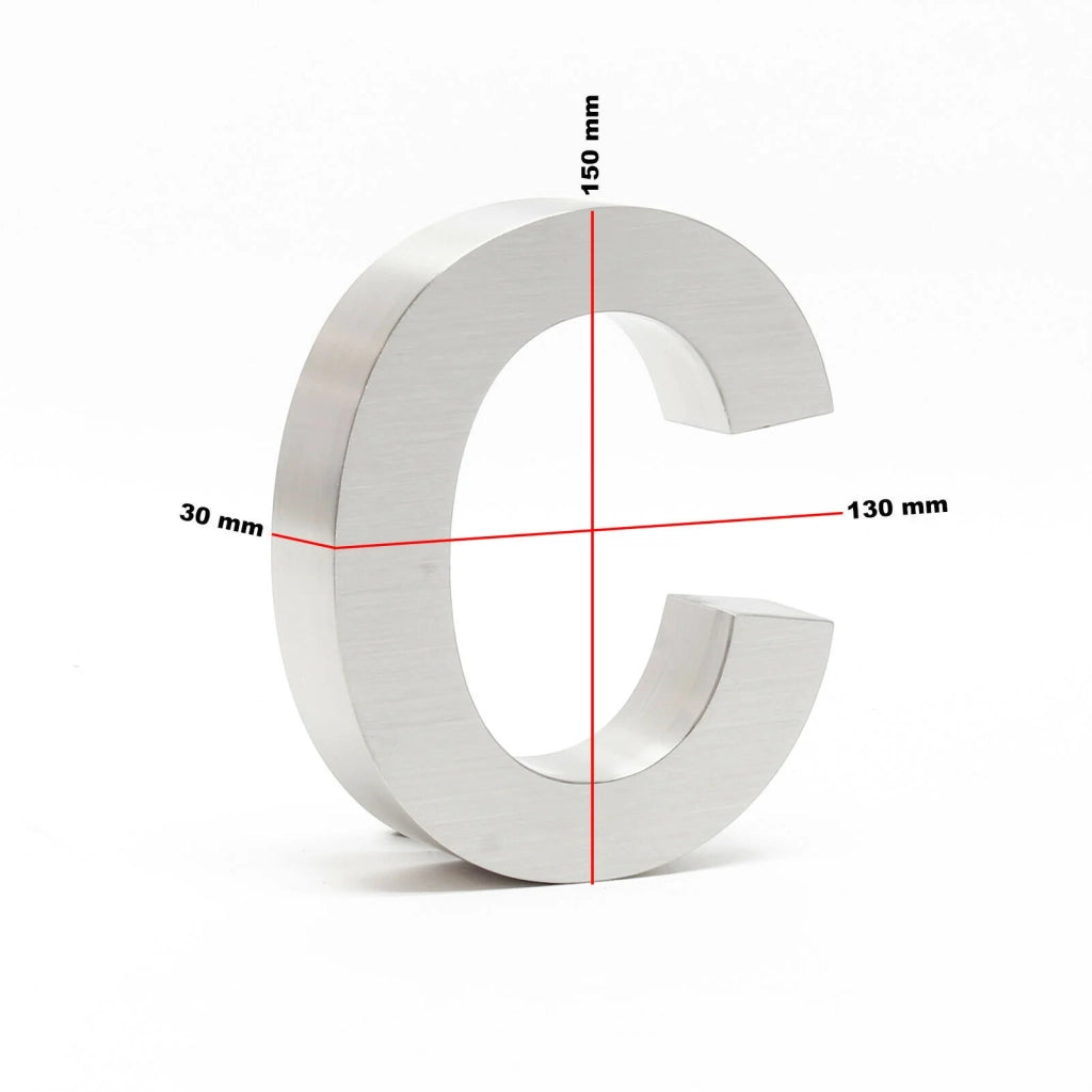 Targa numero civico "c" acciaio sottile 15 cm Arial 3D hardware di montaggio 16_0001436